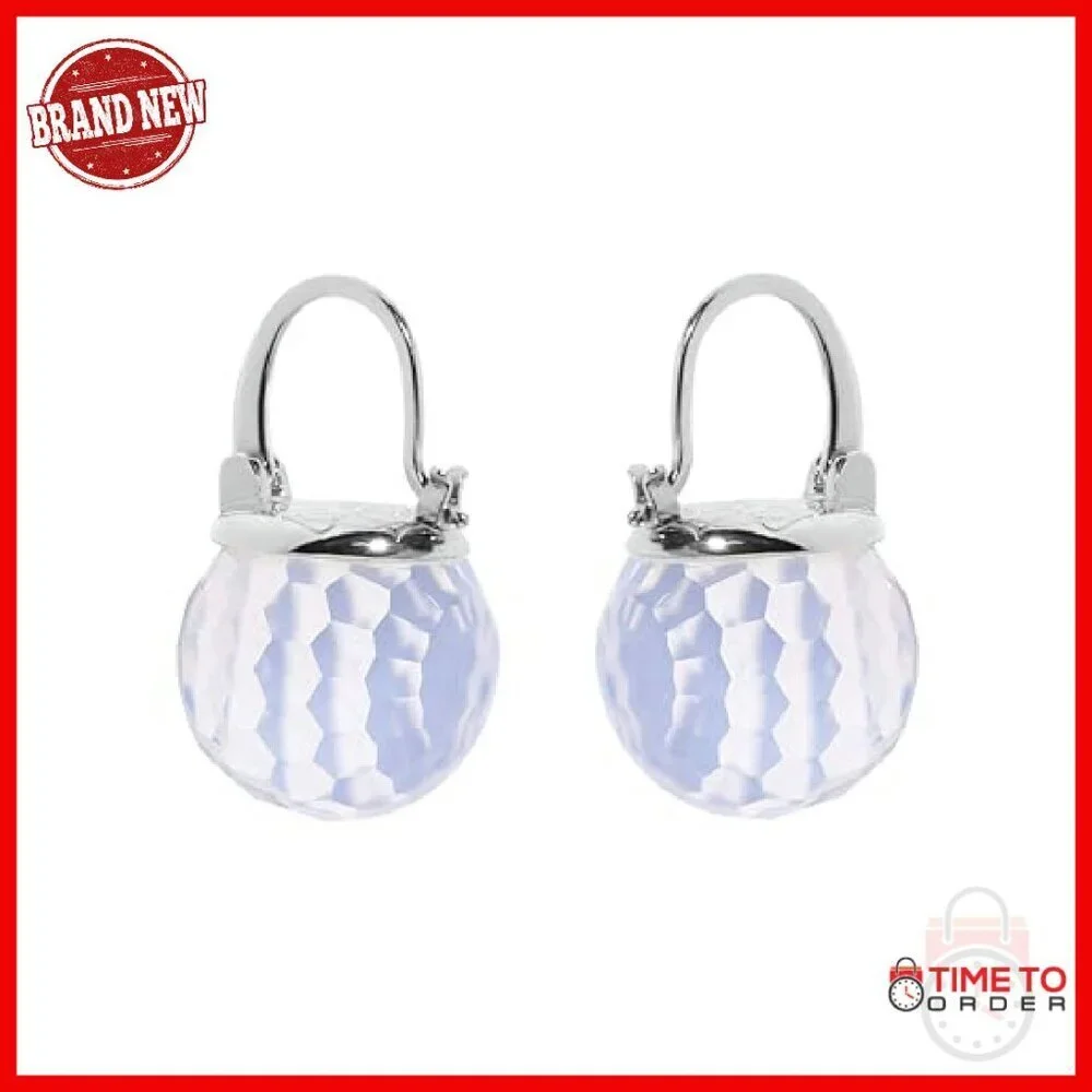 Sterling Silver Platinum Plated Crystal Ball Dangle Earrings Hypoallergenic